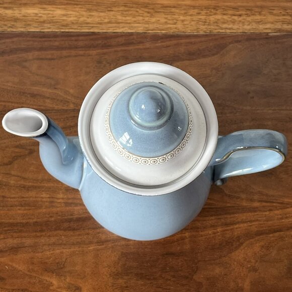 Denby Langley Castile Coffee Pot with Lid Stoneware Blue & White England Vintage - Picture 7 of 17